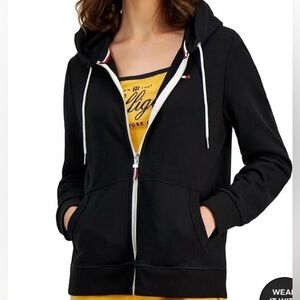 Black Zipper Front  Hoodie